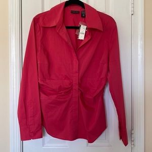 Fuschia/pink ladies blouse/top. Never been worn. Gathering at waist.